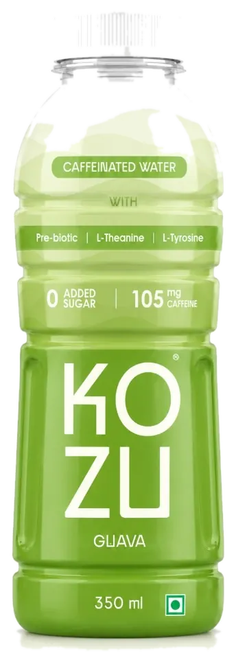 KOZU Guava caffeinated water bottle, 350ml, 105mg caffeine, 0 added sugar